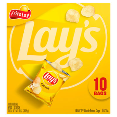 Lay's Potato Chips Classic 1 Oz 10 Count, 10 Ounce