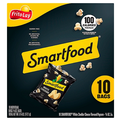 Smartfood Popcorn, White Cheddar, .625 Ounce 10 Count
SMARTFOOD brand's fresh-tasting, light-textured SMARTFOOD popcorn varieties always seem to keep the fun popping. In our book, being smart is always in great taste.