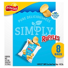 Ruffles Simply Potato Chips Sea Salted 7/8 Ounce, 8 Count, 7 Ounce