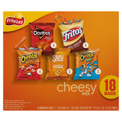 Frito Lay Snacks Cheesy Mix Variety 17 5/8 Oz 18 Count, 17.63 Ounce
