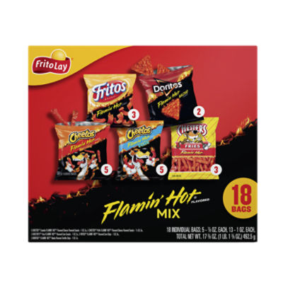 Frito Lay Snacks, Flamin' Hot Mix Variety, 17 3/8 Oz, 18 Count