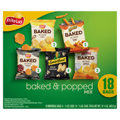 Frito Lay Snacks, Baked & Popped Mix Variety, 14 1/4 Oz, 18 Count