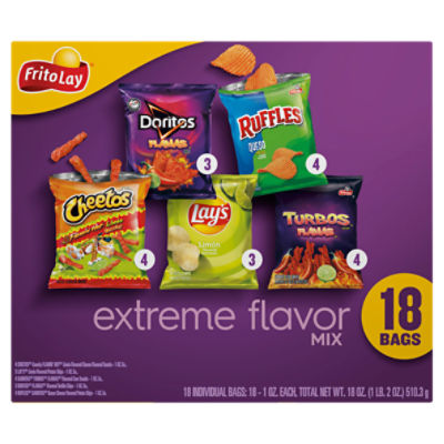Frito Lay Snacks Extreme Flavor Mix Variety 1 Oz 18 Count, 18 Ounce