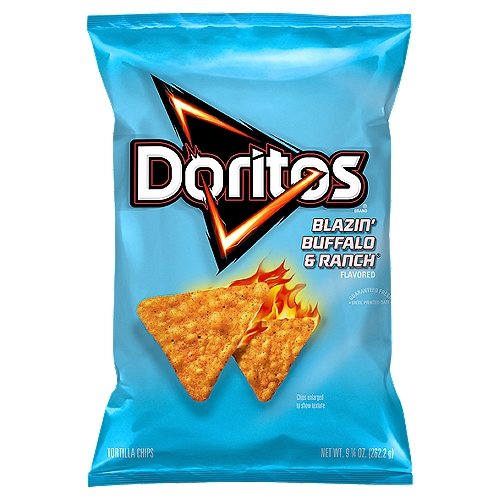 Doritos Tortilla Chips Blazin' Buffalo & Ranch Flavored 9.25 Oz
The DORITOS brand is all about boldness. If you're up to the challenge, grab a bag of DORITOS tortilla chips and get ready to make some memories you won't soon forget. It's a bold experience in snacking and beyond.