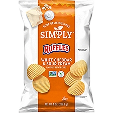 Ruffles Simply White Cheddar & Sour Cream Flavored Potato Chips, 8 oz, 8 Ounce
