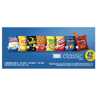 Frito Lay Snacks, Classic Mix Variety, 39 Oz, 42 Count, Mega Size, 39 Ounce