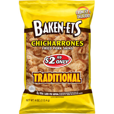 Baken-Ets Chicharrones Traditional Fried Pork Skins, 4 oz, 4 Ounce
