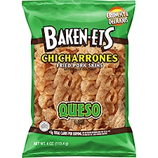 Baken-Ets Queso Flavored Chicharrones Fried Pork Skins, 4 oz