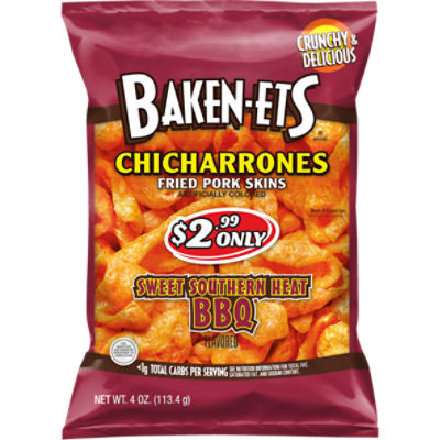 Baken-Ets Sweet Southern Heat BBQ Flavored Chicharrones Fried Pork Skins, 4 oz