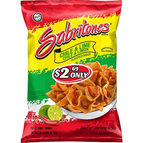 Sabritones Chile & Lime Flavored Puffed Wheat Snacks, 4 oz