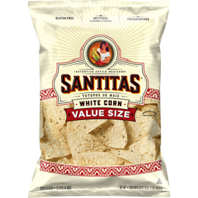 Santitas Tortilla Chips, White Corn, 16 Oz, Value Size