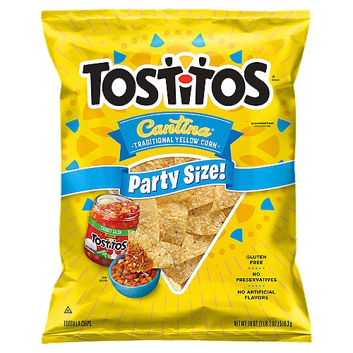 Tostitos Cantina Traditional Yellow Corn Tortilla Chips Party Size, 18 oz