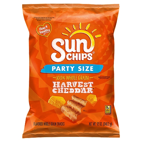 SunChips Harvest Cheddar Flavored Whole Grain Snacks, 12 oz