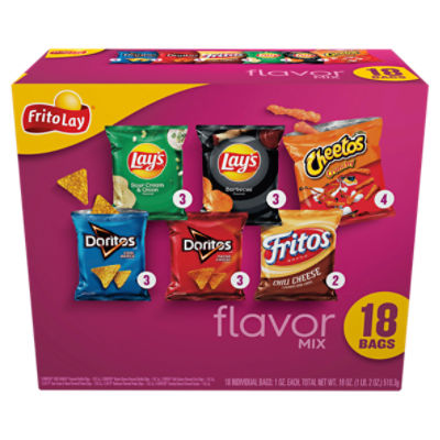 Frito Lay Snacks Flavor Mix, Variety Packs, 18 Oz, 18 Count