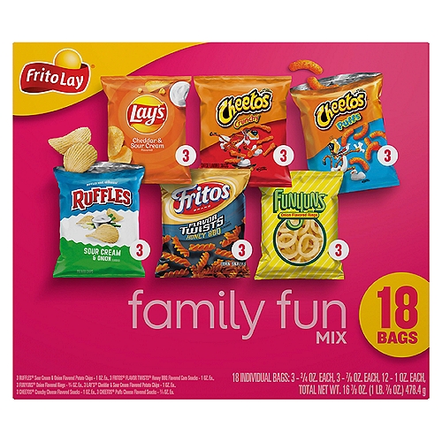 Frito Lay Family Fun Mix Snacks Variety Pack, 18 count, 16 7/8 oz