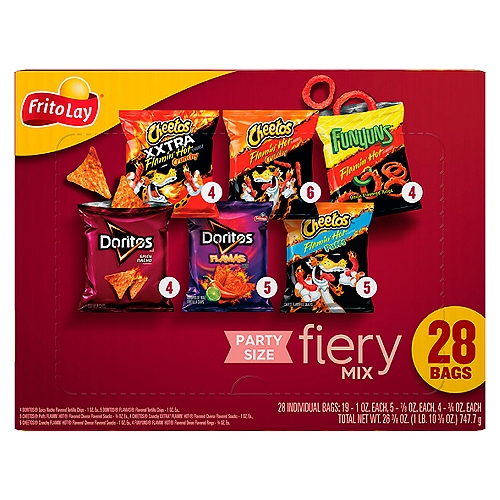 Frito Lay Fiery Mix Snacks Party Size Variety Pack, 28 count, 26 3/8 oz