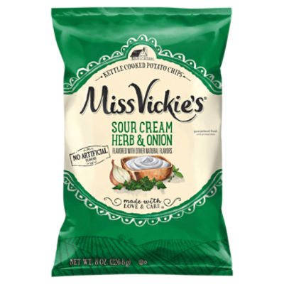 Miss Vickie's Kettle Cooked Potato Chips Sour Cream Herb & Onion 8 Oz