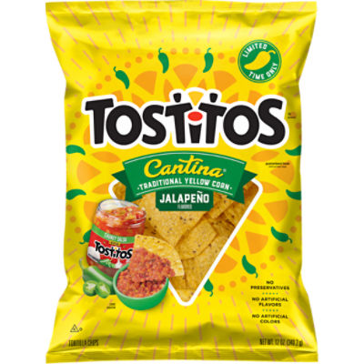 Tostitos Cantina Tortilla Chips Traditional Yellow Corn Jalapeno Flavored 12 Oz