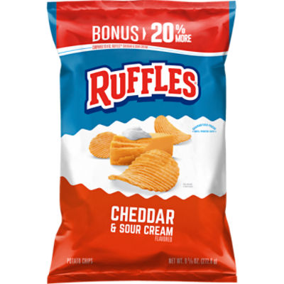 Ruffles Potato Chips, Cheddar & Sour Cream, 9 5/8 Oz