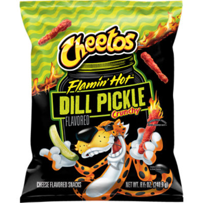 Cheetos Crunchy Cheese Flavored Snacks Flamin' Hot Dill Pickle 8 1/2 Oz