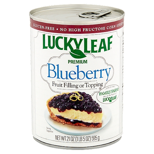 Lucky Leaf Premium Blueberry Fruit Filling or Topping, 21 oz
Non-GMO*
*Lucky Leaf Premium Blueberry Fruit Filling or Topping is not genetically engineeed.