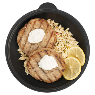 Grilled Tuna Burger With Lemon Orzo Salad ‐ Sold Cold