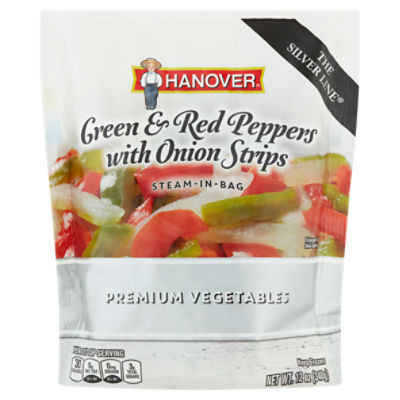Hanover Steam-In-Bag Green & Red Peppers with Onion Strips Premium Vegetables, 12 oz