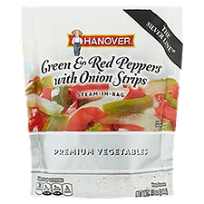 Hanover Steam-In-Bag Green & Red Peppers with Onion Strips, Premium Vegetables, 14 Ounce