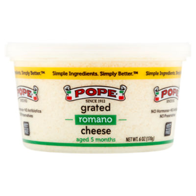 Pope Grated Romano Cheese (Aged Five Months), 6 oz