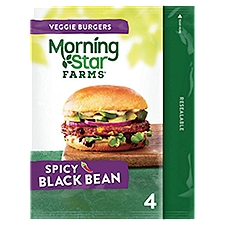 MorningStar Farms Spicy Black Bean Veggie Burgers, 9.5 oz, 4 Count, 9.5 Ounce