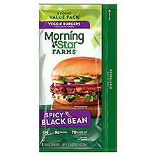 MorningStar Farms Spicy Black Bean Veggie Burgers Value Pack, 8 count, 18.9 oz