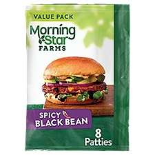 MorningStar Farms Spicy Black Bean Veggie Burgers, 18.9 oz, 8 Count, 18.9 Ounce