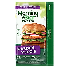 MorningStar Farms Garden Veggie Veggie Burgers, 9.5 oz, 4 Count, 9.5 Ounce