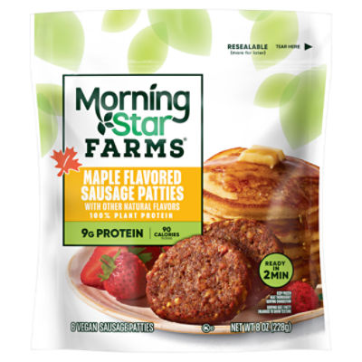 MorningStar Farms Veggie Breakfast Maple Flavored Meatless Sausage Patties, 8 oz, 6 Count