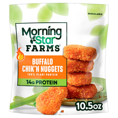 MorningStar Farms Veggitizers Buffalo Meatless Chicken Wings, Vegan Plant Based Protein, 10.5 oz Bag
