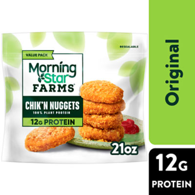 MorningStar Farms Original Chik'n Nuggets, Vegan Plant Based Protein, 21 oz Bag, 21 Ounce