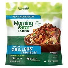 MorningStar Farms Crumbles Grillers Original Vegan, Veggie Meal Starters, 12 Ounce