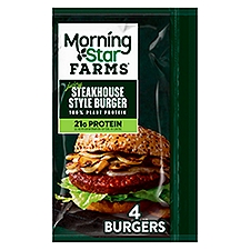 Morning Star Farms Juicy Steakhouse Style Vegan Burgers, 4 count, 16 oz