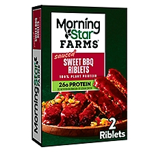 Morning Star Farms Sauced Sweet BBQ Plant-Based Riblets, 2 count, 10 oz