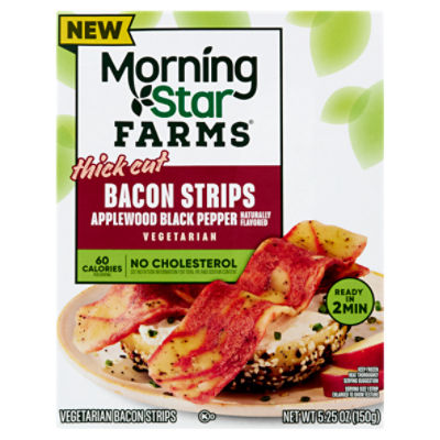 Morning Star Farms Thick Cut Applewood Black Pepper Vegetarian Bacon Strips, 5.25 oz