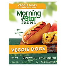 MorningStar Farms Original Meatless Hot Dogs, 8.4 oz, 6 Count, 8.4 Ounce