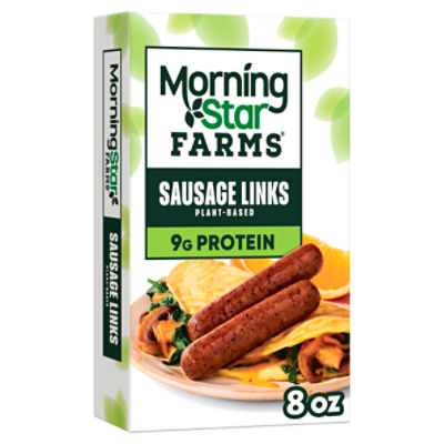 MorningStar Farms Veggie Breakfast Original Meatless Sausage Links, Plant Based Protein, 8 oz Box