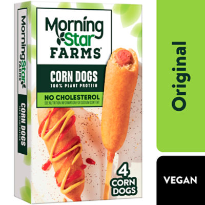 MorningStar Farms Original Corn Dogs, Vegan Plant Based Protein, 4Ct Box