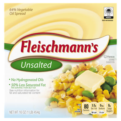 Fleischmann's Unsalted 64% Vegetable Oil Spread, 16 oz, 16 Ounce