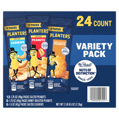 Planters Cashews and Peanuts Variety Pack, 24 count, 2 lb 8.5 oz