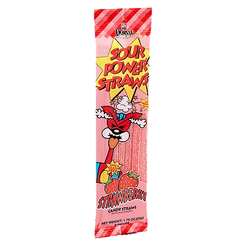 Dorval Sour Power Strawberry Candy Straws, 9 count, 1.75 oz