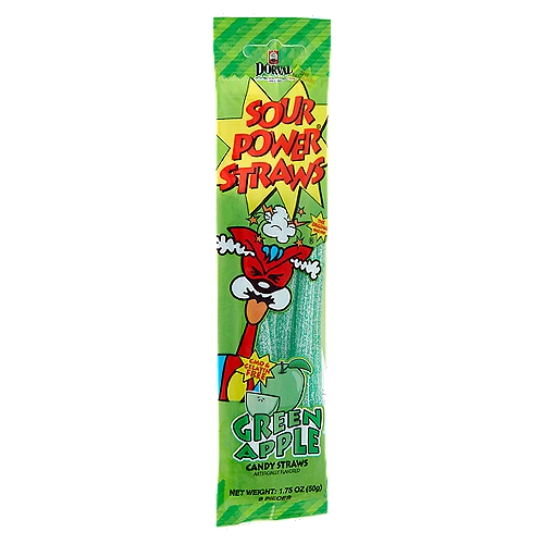 Dorval Sour Power Green Apple Candy Straws, 9 count, 1.75 oz
