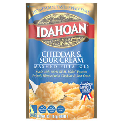 Idahoan Cheddar & Sour Cream Mashed Potatoes, 4 oz Pouch, 4 Ounce