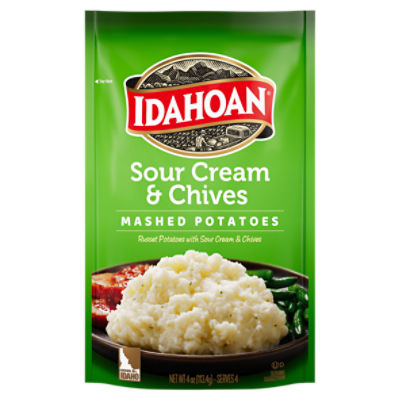 Idahoan Sour Cream & Chives Mashed Potatoes, 4 oz Pouch