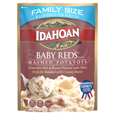 Idahoan Baby Reds Mashed Potatoes Family Size, 8 oz Pouch (Pack of 8)